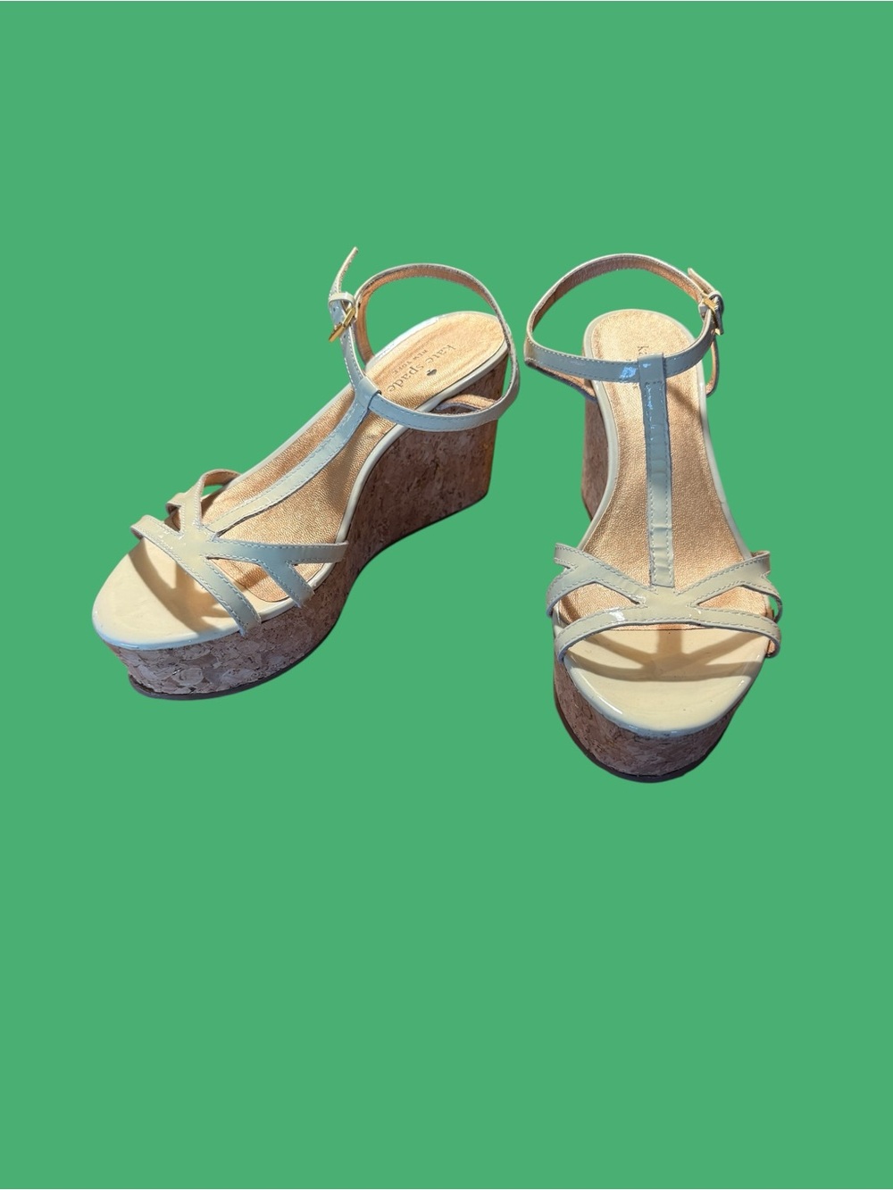 Kate spade Cream and Tan Cork Wedge Sandals